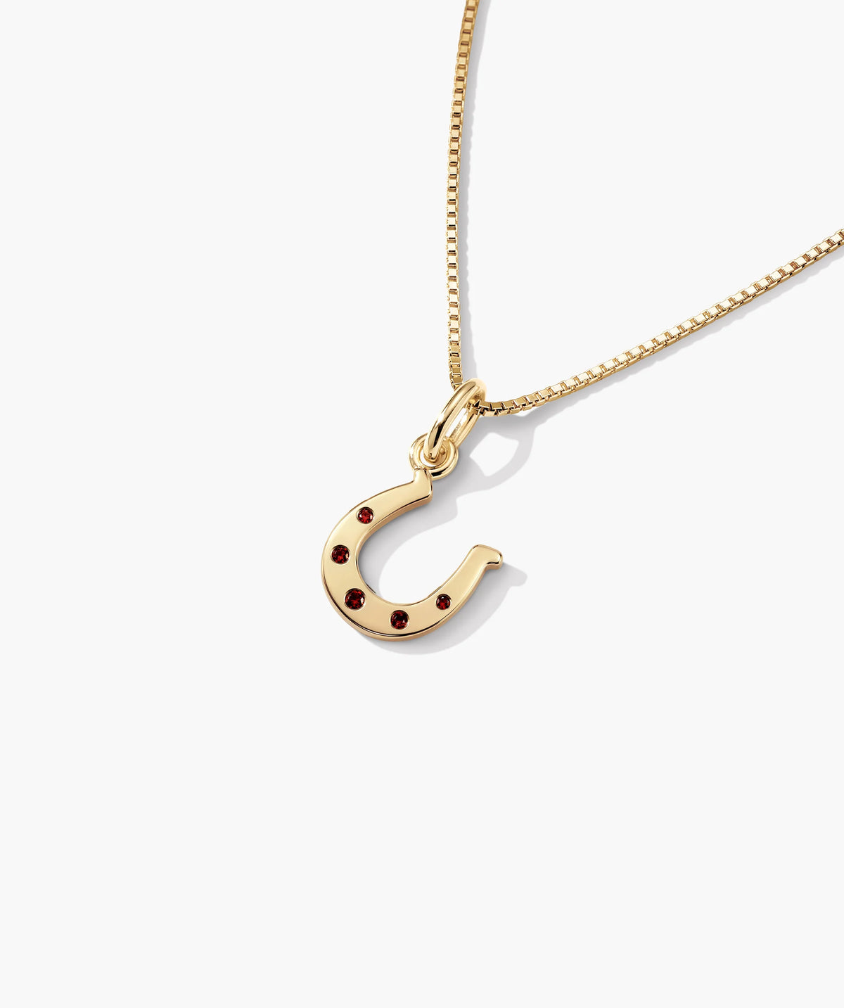 Horseshoe Charm-14k Yellow Gold / Garnet