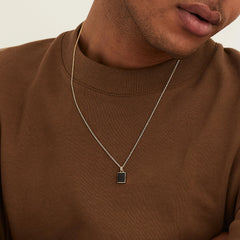 Black Onyx Pendant Necklace-14k Yellow Gold / Black Onyx / 22 inches