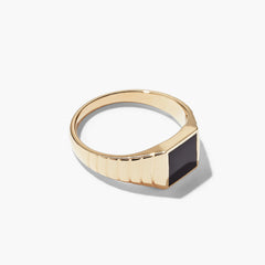 Black Onyx Square Signet Ring-14k Yellow Gold / Black Onyx / 11