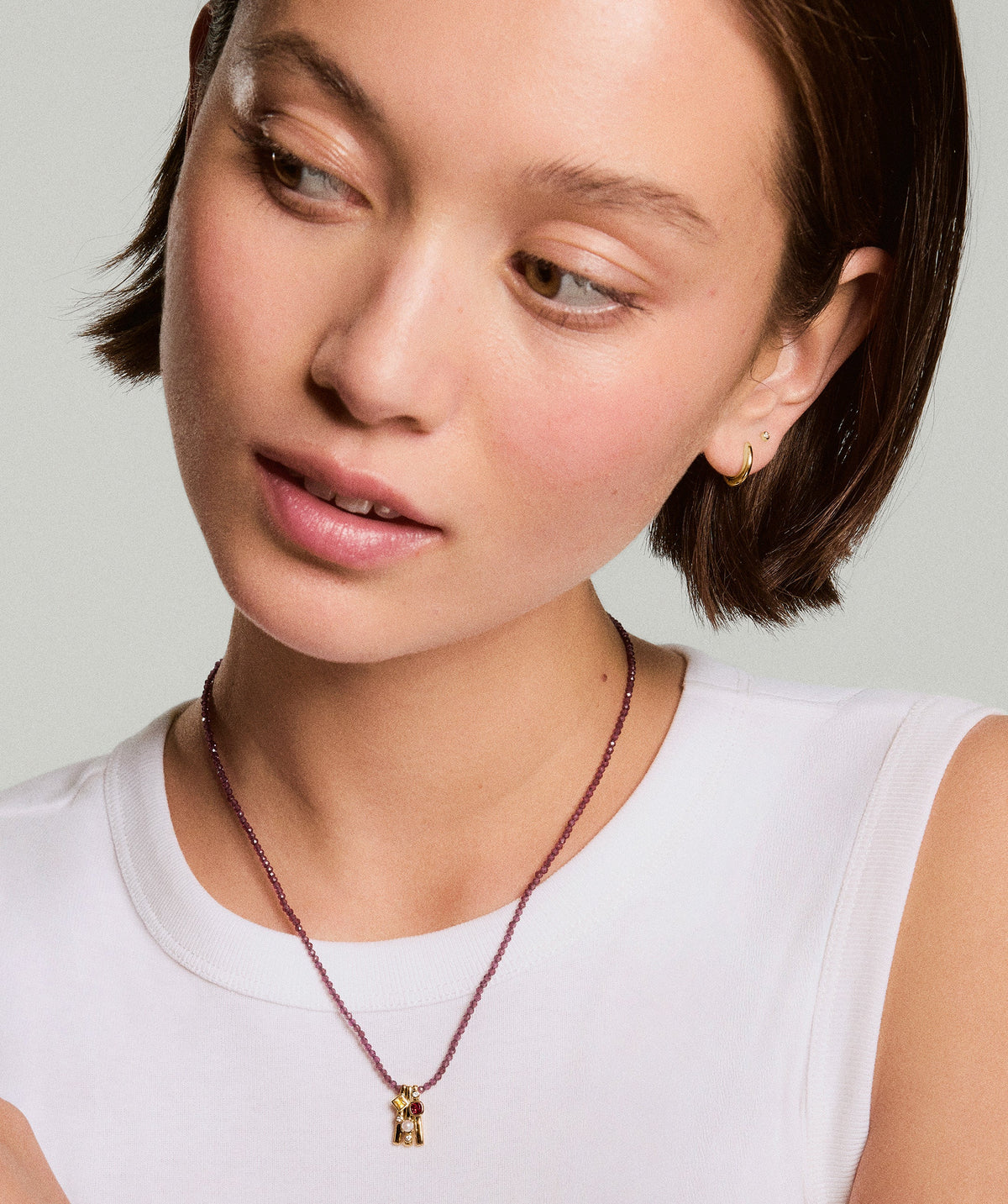 Puzzle Sliding Charm-18k Gold Vermeil / Garnet
