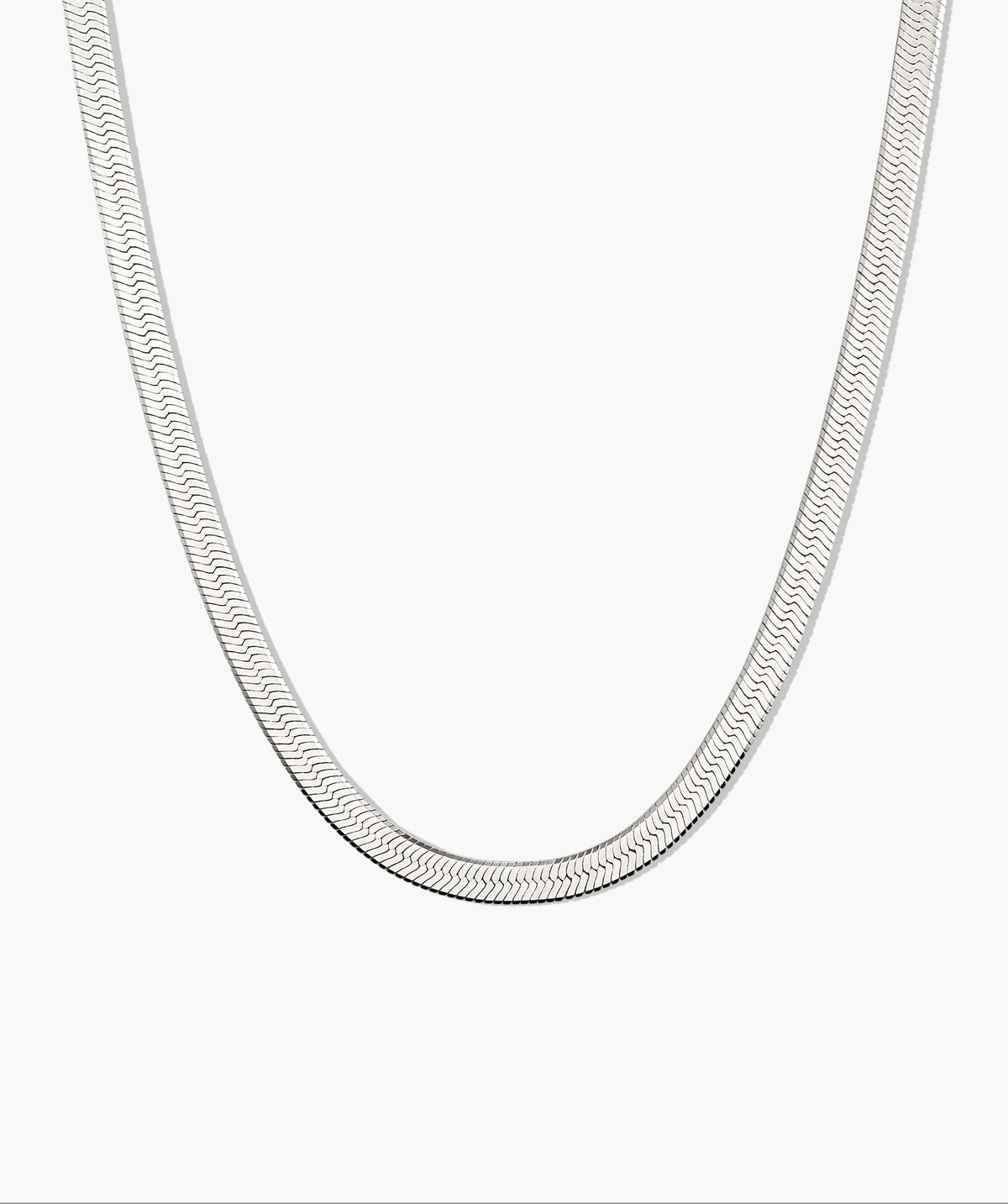 Bold Herringbone Chain Necklace-Sterling Silver / 20 inches